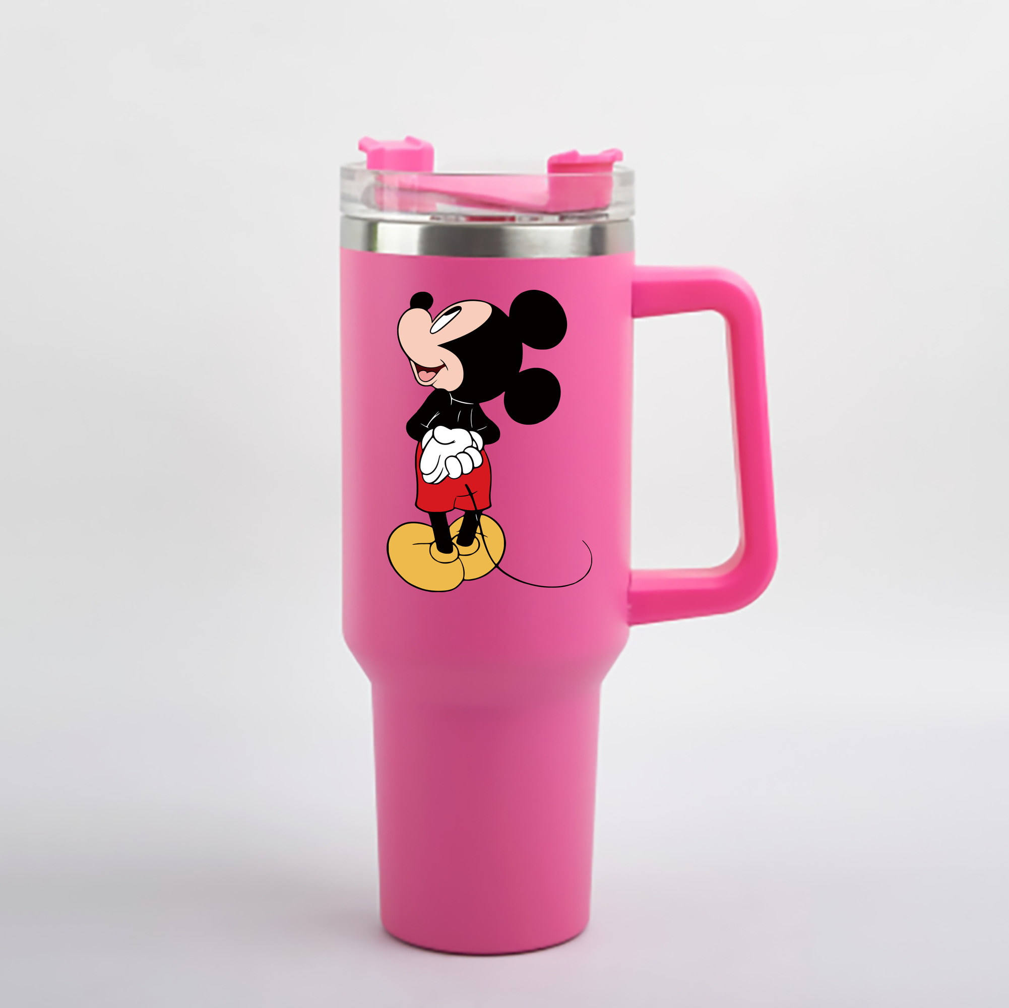 （画像用） ミッキーマウス Mickey Mouse 1200mL車用タンブラー - クリスタルステッカー（プラスチックストロー付き）